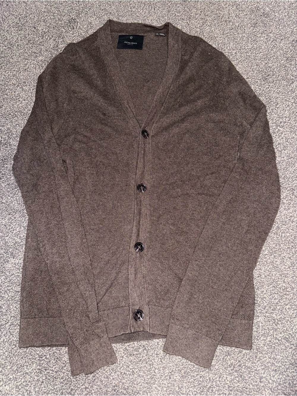 Jack & Jones Premium Cashmere Men’s Brown Button Front Cardigan Size Small